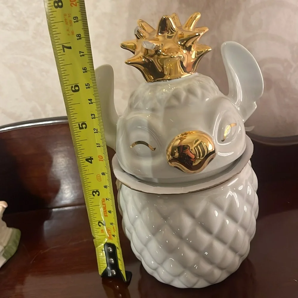 White and Gold Pineapple Ceramic Jar- stitch candle from Disneyland